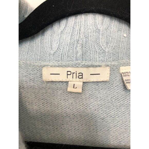 PRIA Lambswool Sweater Women's Size Large Blue Pullover Angora Rabbit Hair - Picture 6 of 9